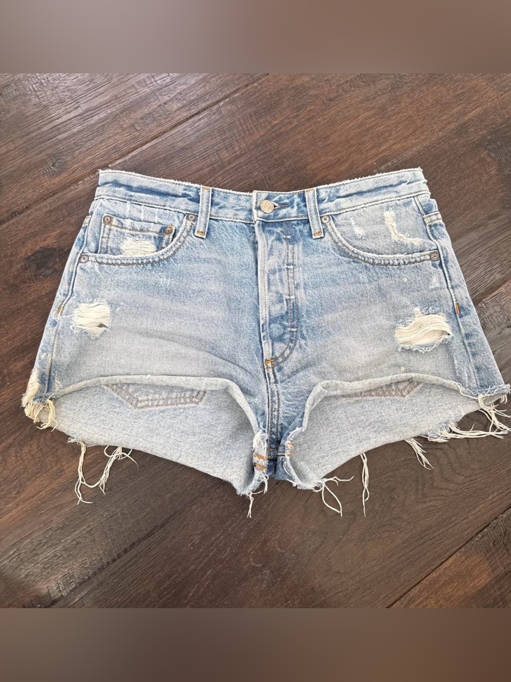Boyish Cody Light Blue Distressed Denim Shorts